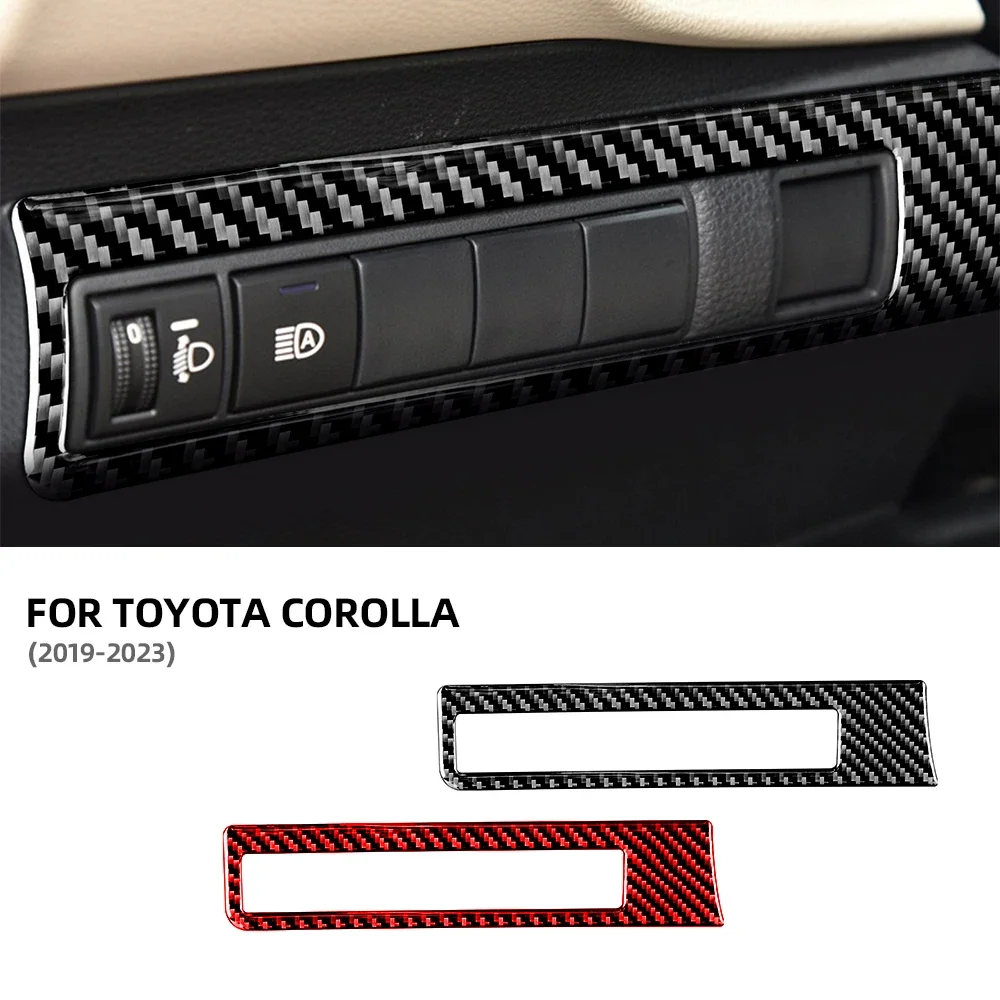 

Real Soft Carbon Fiber Sticker For Toyota Corolla 2019 2020 2021 2022 2023 Headlight Switch Interior Car Accessoire Voiture