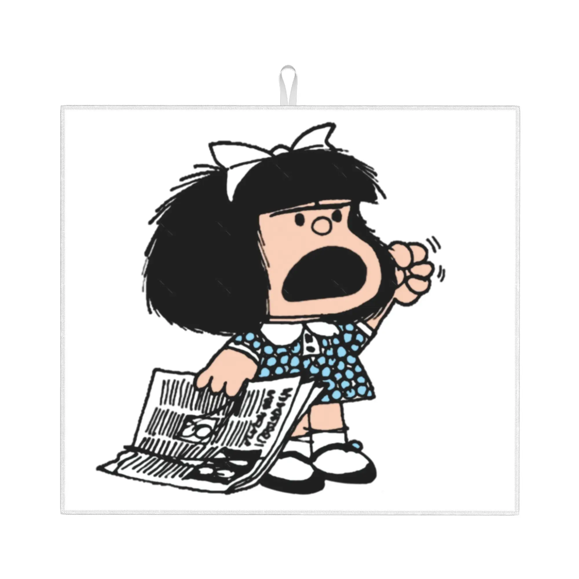 Mafalda Argentine Cartoon Quino Comic Non‑Slip Waterproof Absorbent Barware Tableware Oil Proof Reusable Drying Mat For Kitchen