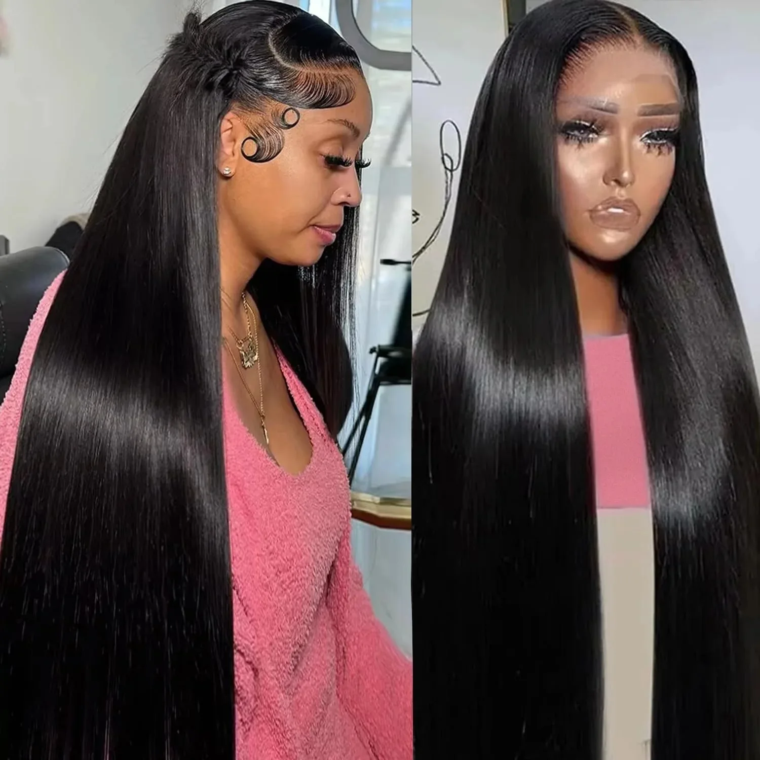 

13x4 HD прозрачные костяные прямые 30-дюймовые кружевные передние 100% человеческие волосы 4x4 парики бразильские фронтальные парики для женщин