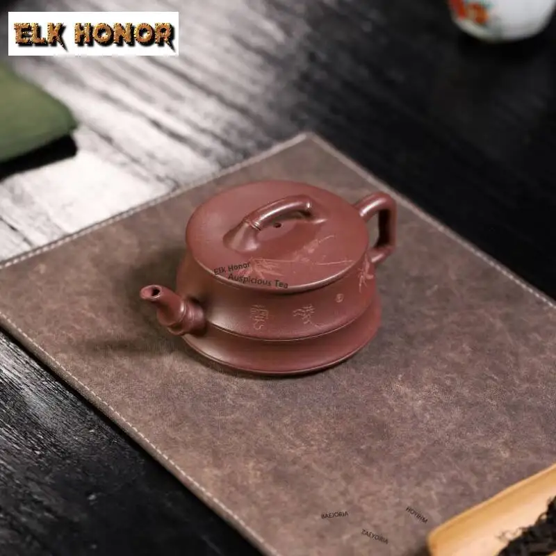 ZAEYORIA 170ml Traditional Yixing Purple Clay Teapots Handmade Bamboo Joint Pot Raw Ore Mud Kettle With Infuser Zisha Teaset Cha