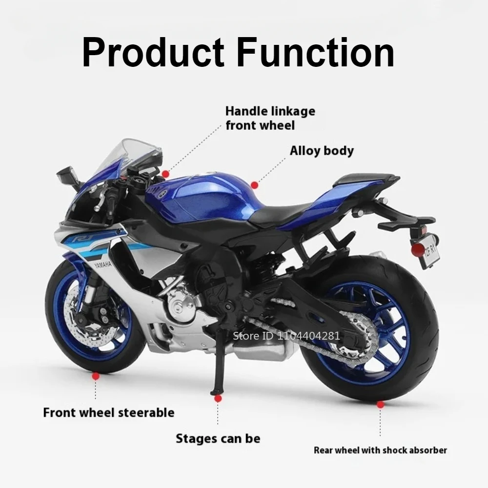 1:12 YAMAHA YZF-R1 Alloy R1M Motorcycle Diecast Car Toys Front Wheel Steering Rear Wheel Suspension Vehices Boy's Birthday Gifts