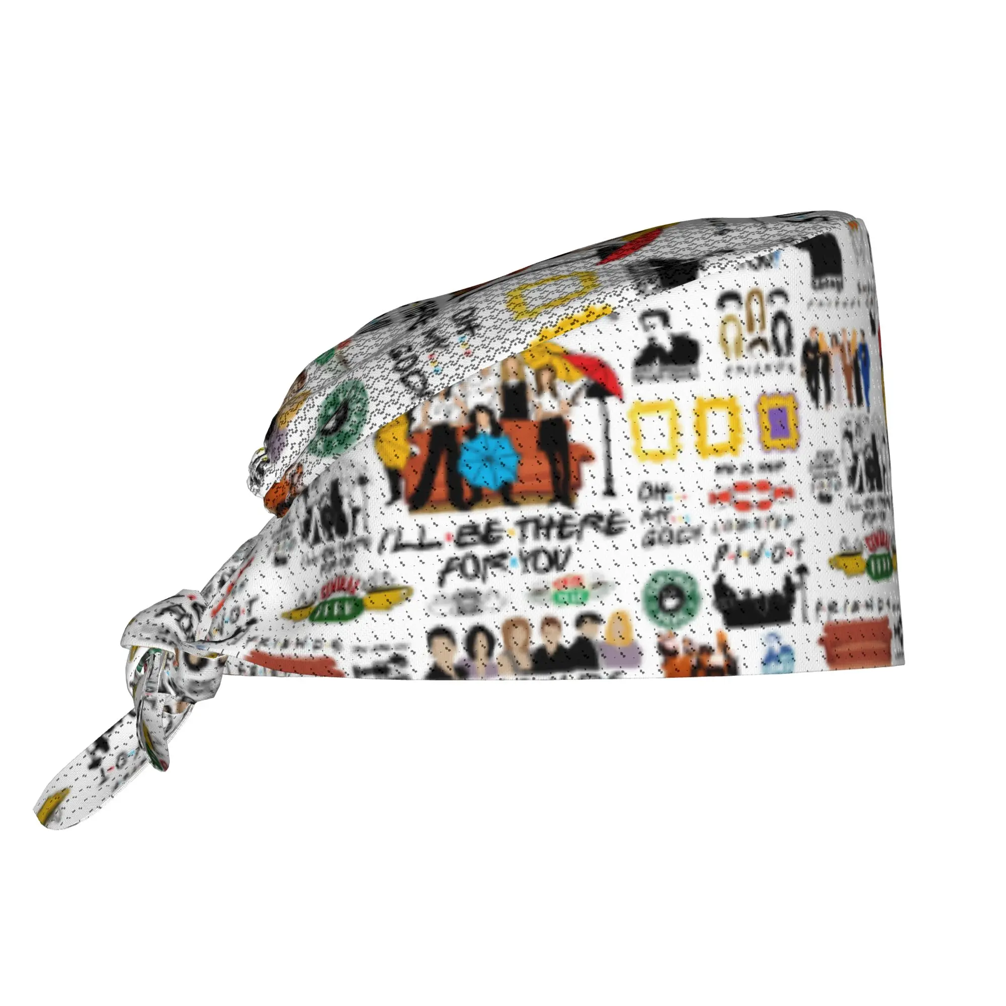 Custom Funny TV Show Friends Collage Scrubs Cap Surgical Hats Men Women  Operator Hats Lab Works Hat
