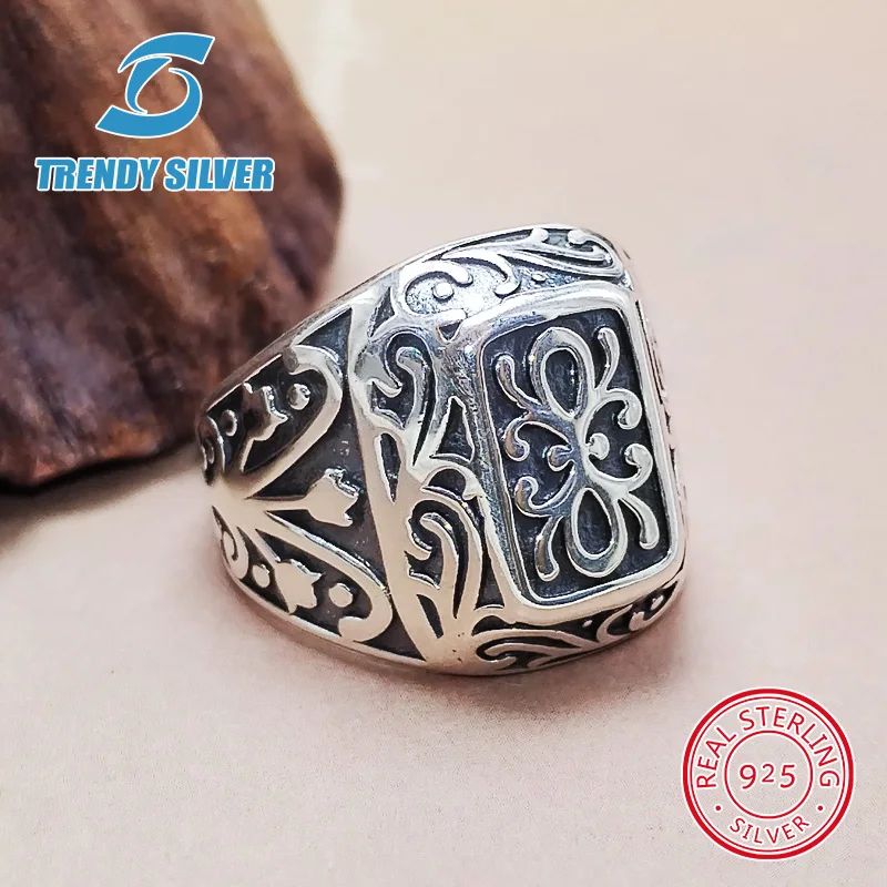 

luxury Mens Man rings real 925 sterling silver certified plain original silver jewelry for men ring male