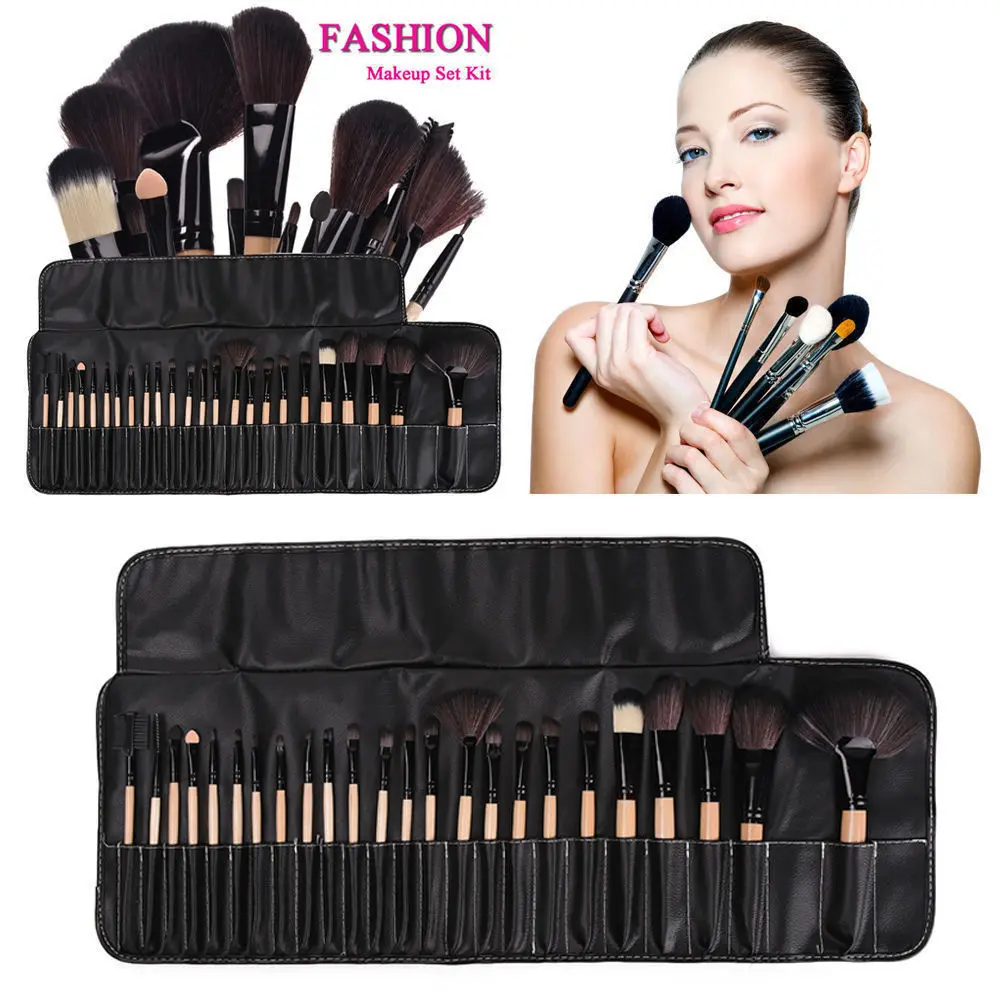 

32 Pcs Pincel De Maquiagem Make Up Brushes Maquiagem Profissional Of Makeup Brush Set + Black Leather Bag