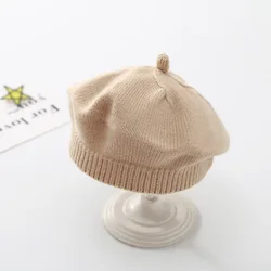 Béret en laine rétro pour enfants, chapeau chaud pour bébé, casquette pour enfants, accessoires pour filles, automne et hiver