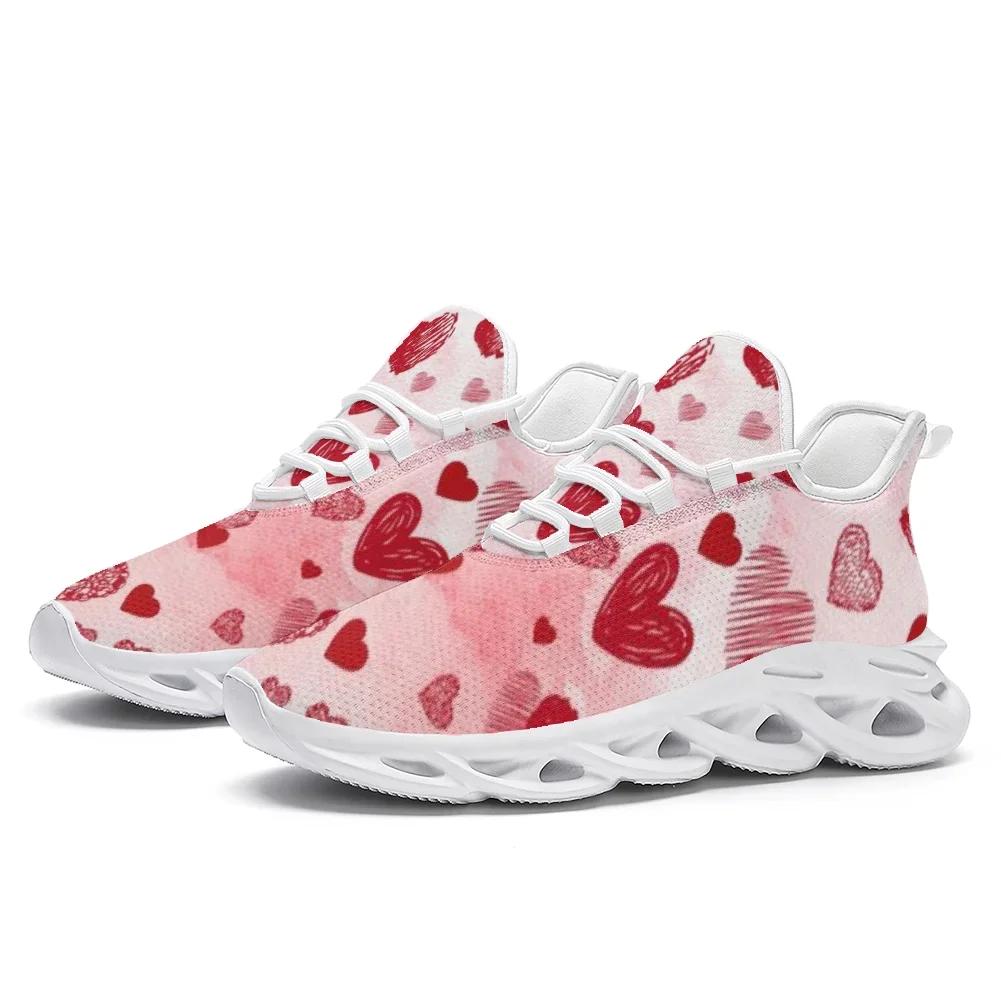 

Red heart-shaped graffiti Valentine's Day print casual shoes, comfortable and breathable.