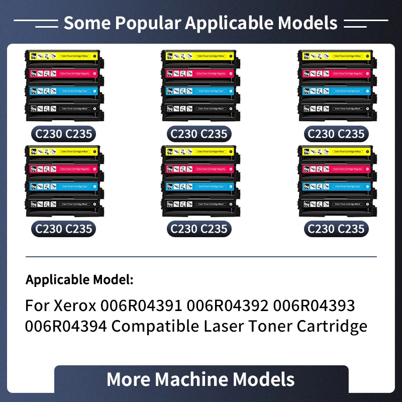 For Xerox C230 C235 High Capacity NO Chip New Model 006R04391 006R04392 006R04393 006R04394 Compatible Laser Toner Cartridge