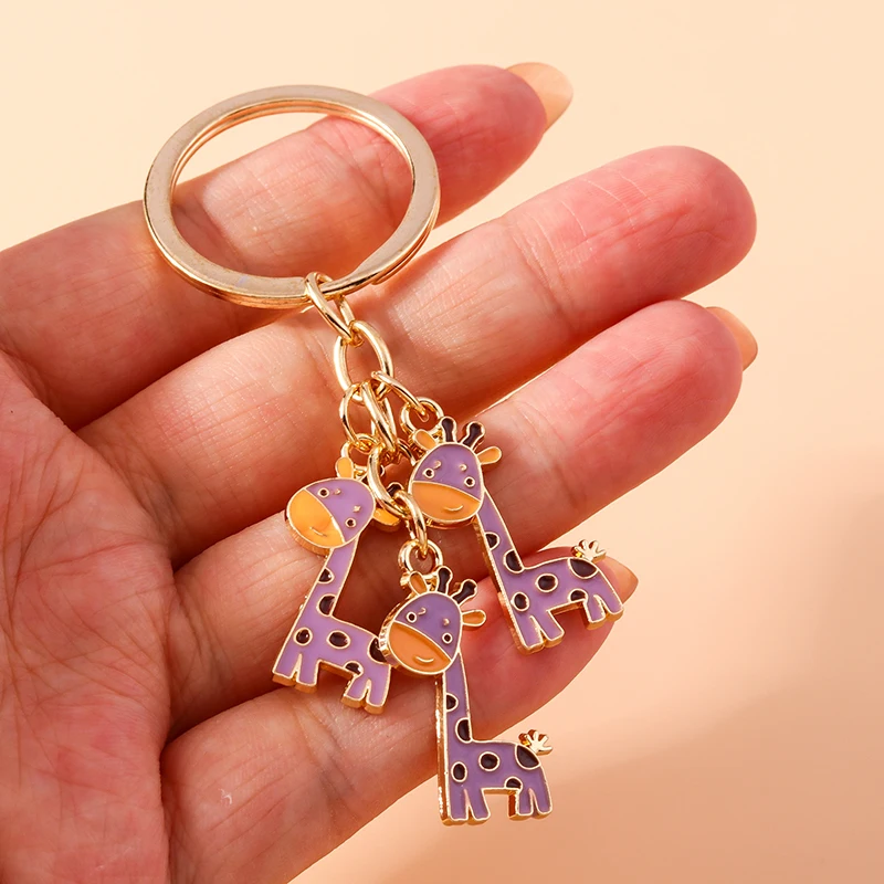 Lovely Animal Giraffe Keychains for Car Key Women Girl Handbag Purse Pendants Keyrings Accessories DIY Jewelry Gifts