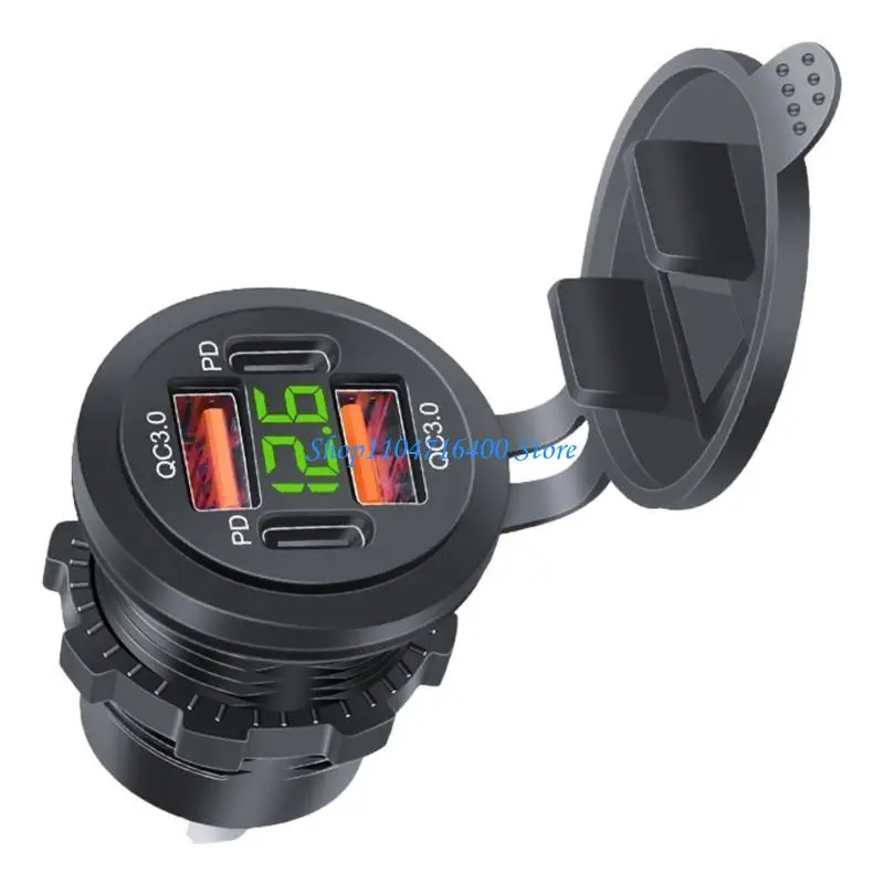 

y1gd Car USB Charging Socket Outlet Double QC3.0+Double PD Type-C USB Power Outlet