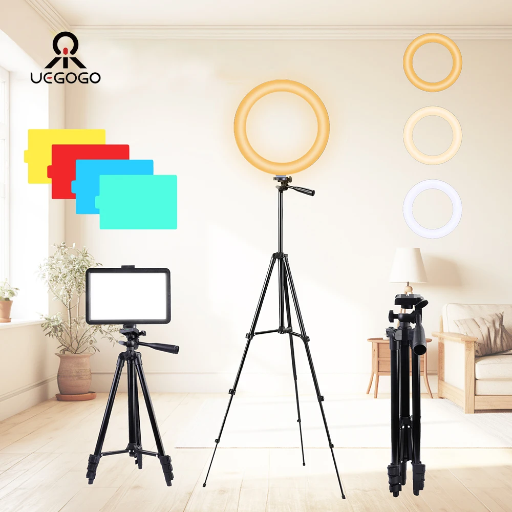 

Wholesale UEGOGO YT53 Tripod Lightweight 130cm with 6 inch Led Selfie Ring Light Panel Fill Lamp Photography Lighting Phone Clip