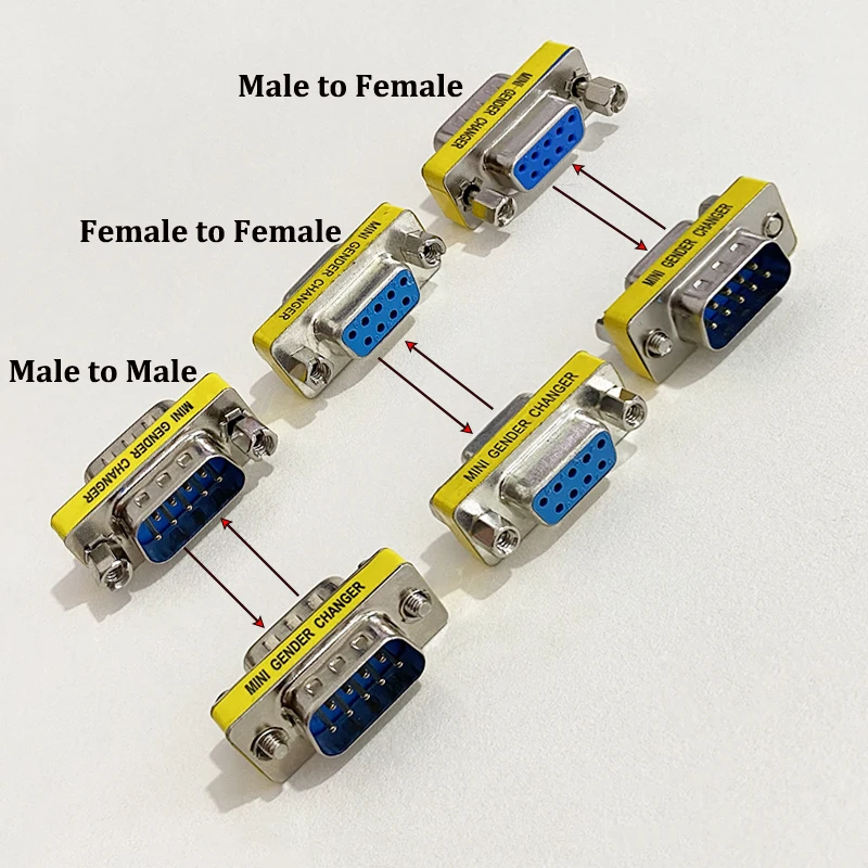 1 Piece DB9 Pin VGA Female To Female/Male To Male/Female Rs232 Serial Port Com Connector Mini Gender Changer Adapter Null Modem