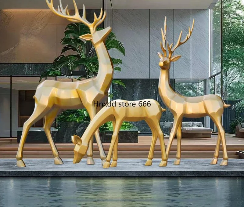 Abstract deer ornament community park lawn decoration pool