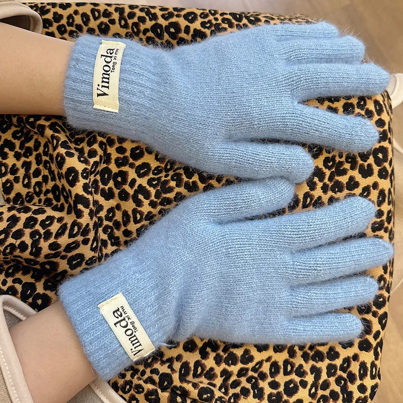 korean-style-women's-touchscreen-gloves-rabbit-fur-outdoor-windproof-warm-knitted-fingerless-winter-cold-proof-mittens