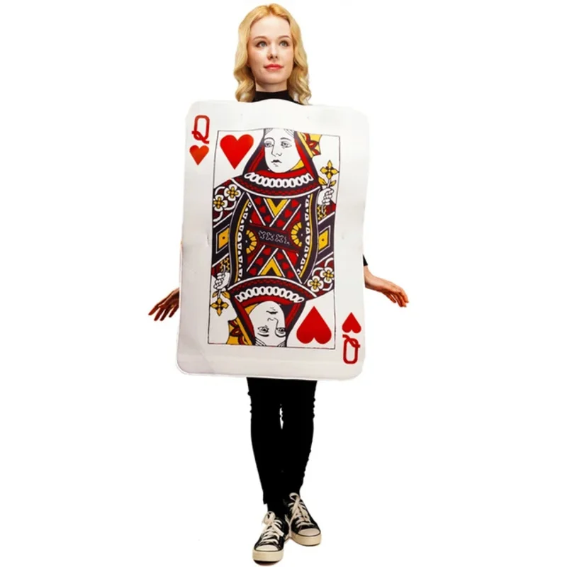 Adult coupons hearts K card fancy dress up cosplay men women playing cards tusic for Halloween unisex party suit wa5490