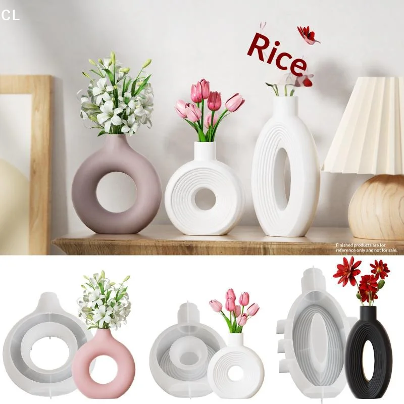 Nordic Donut Shape Vase Silicone Mold Flower Pot Mould Mini Flower Arrangement Vase Jar Plaster Resin Molds Home Decor