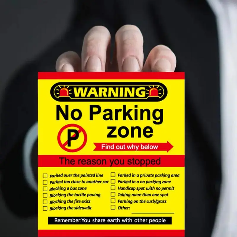 50 unidades de tarjetas sin zona de estacionamiento, tarjetas de estacionamiento defectuosas, pegatinas de seguridad de advertencia, rellenos de calcetines para adultos con infracción de razones múltiples
