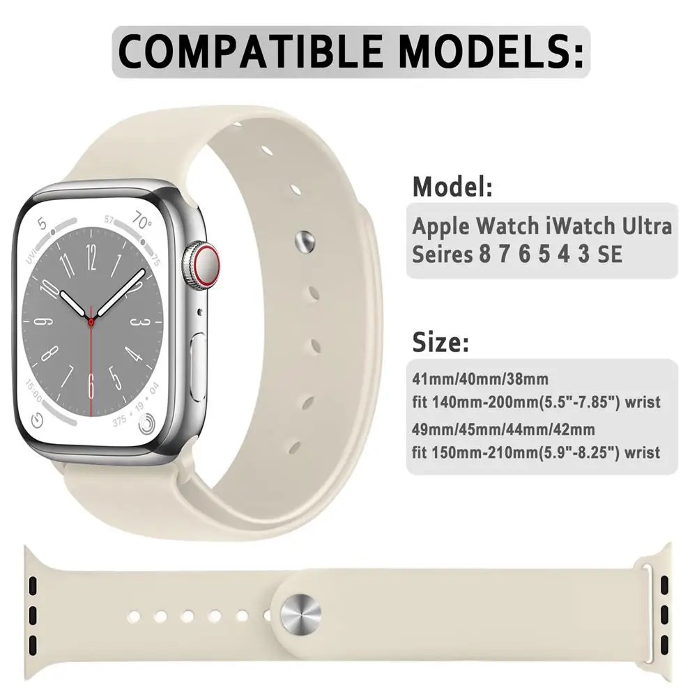 Strap For Apple Watch Band 40mm 44mm 45mm 41mm 38mm 42mm 44 45 mm bracelet Silicone Loop iwatch series 7 se 3 4 5 6 8 Ultra 49mm
