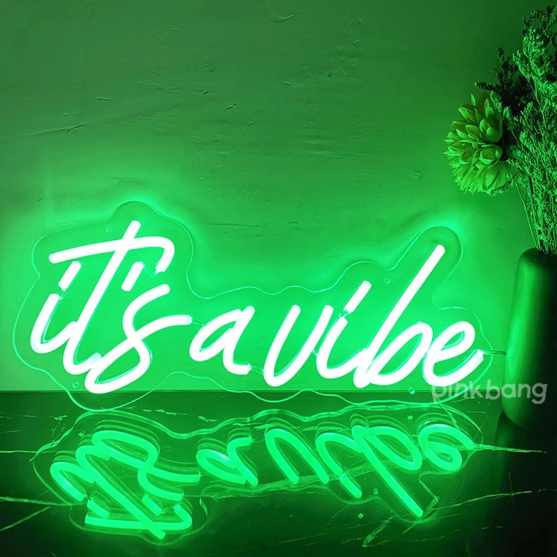 It's a Vibe Neon Sign Green LED Light Wall Decor USB Powered for Bedroom Game Room Bar Party Dorm Aesthetic Room Decoration