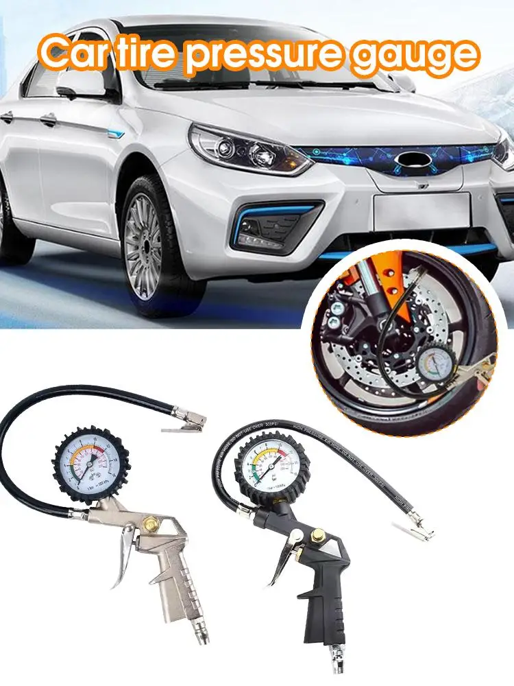 AliExpress NONE Tire Pressure Gauge Inflator Gun 220PSI Air Compressor Tool with Deflation Function, Mechanical Dial for Car Motorcycle Bike