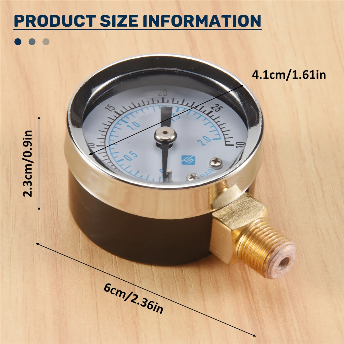 A06K Pressure Gauge - 0 - 30 psi 0 - 2 bar Mini Dial gauge compressor meters hydraulic pressure gauge Gage double scale Black