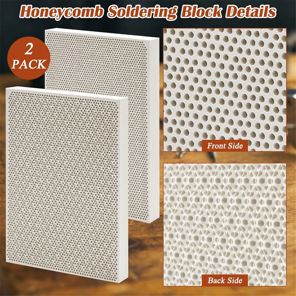 A79G Kit per saldatura di gioielli da 7 pezzi, 2 blocchi di saldatura a nido d'ape, 1 pinze in rame, 2 pinzette per saldatura, 1 clip in metallo, 1 sacchetto di immagazzinaggio