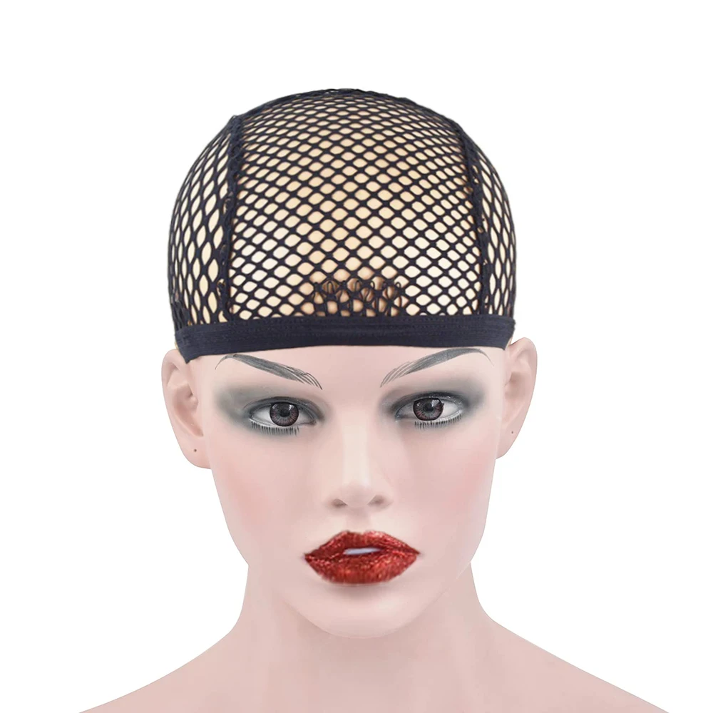 

Black Mesh Wig Cap Black Stretchable Crochet Wig Cap with 4 Hair Clips Mesh Braided Wig Cap for Making Wig