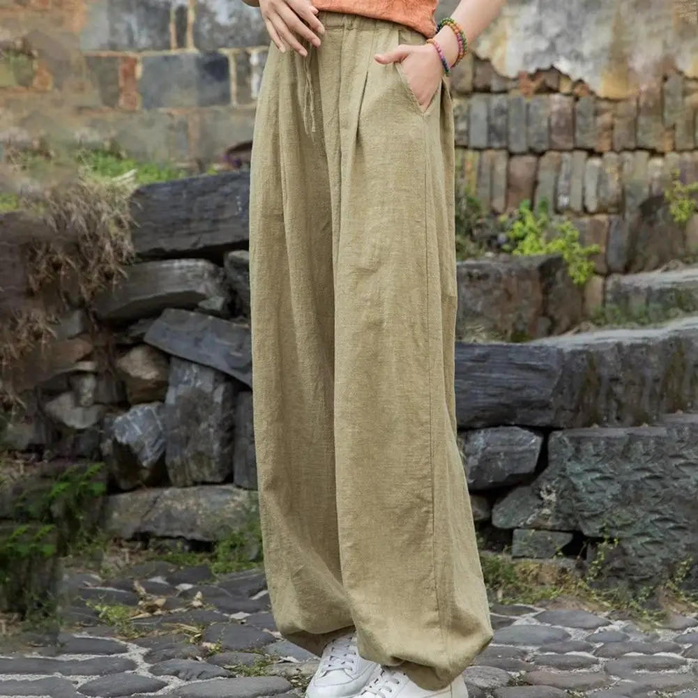 Fashion Oversized Lantern Trousers Women 2025 New Summer Elegant Lazy Design Pants Casual Loose Cotton Pocket Wide Leg Pants