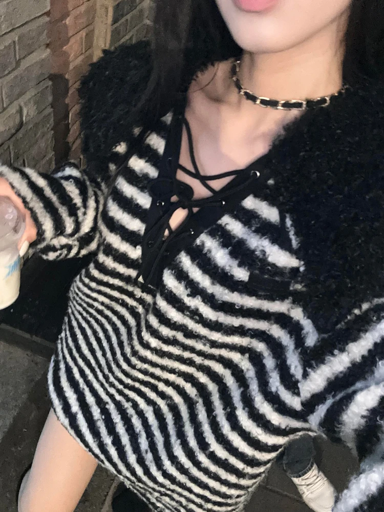 البلوزات لاعبا البلوفرات النسائية متماسكة الكروشيه فضفاضة غير النظامية الصلبة BF Y2K اجتماع الأعمال المهنية الحديثة بسيطة الرياضة