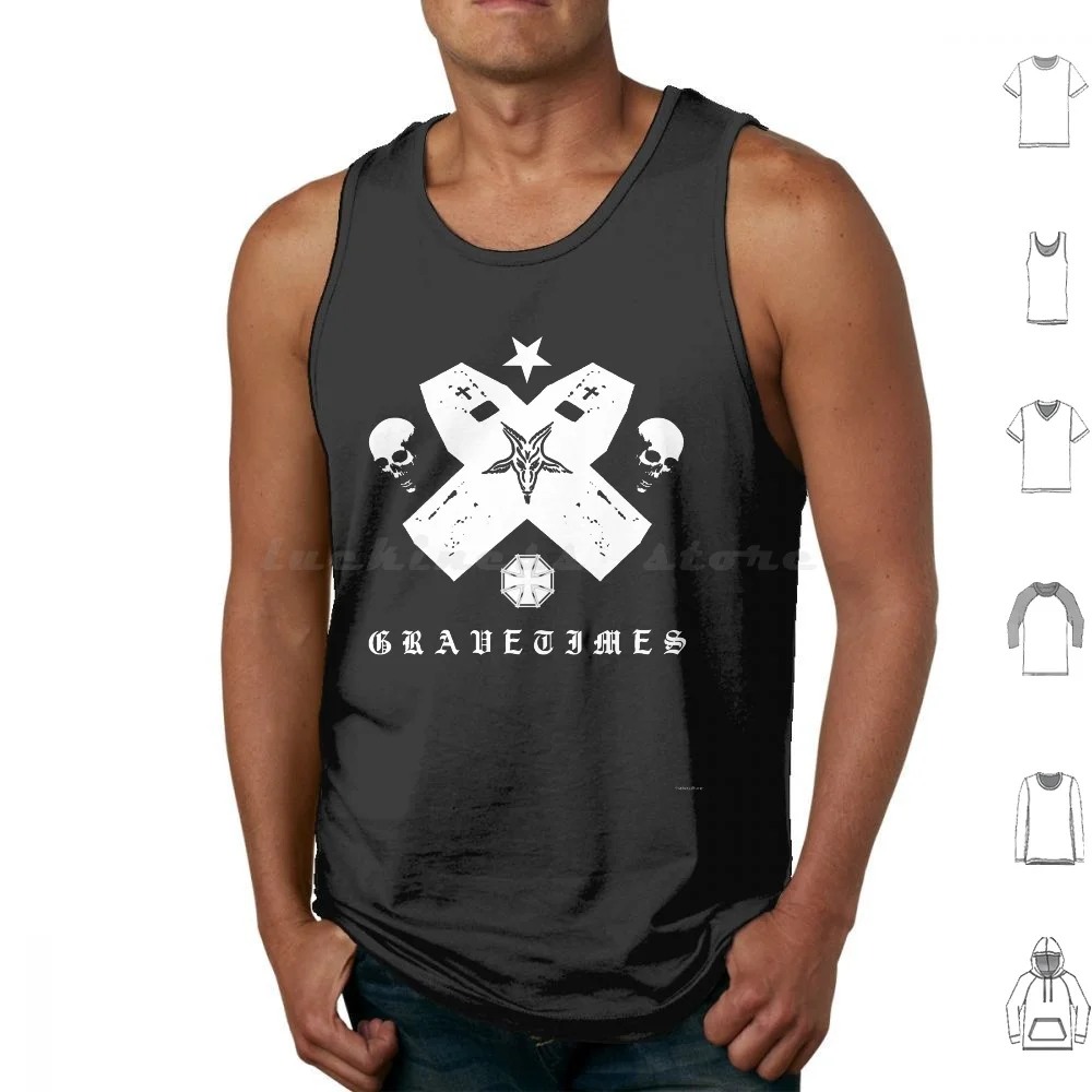 Gravetimes Tank Tops Print Cotton Graphic Grind Black White Goth Death Metal Punk Alternative Nihilism Cool Post