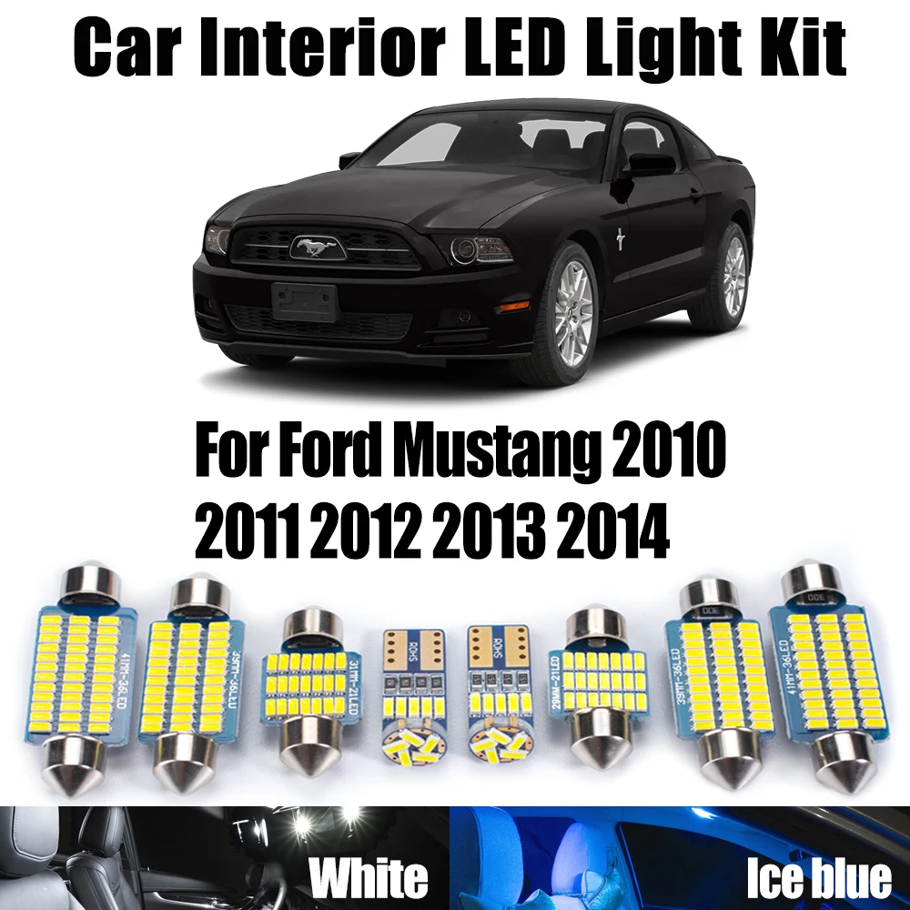 

11Pcs Canbus For Ford Mustang 2010 2011 2012 2013 2014 Car Accessories LED Interior Sunvisor Dome Trunk Light Reading Bulbs Kit