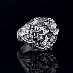 Memento Mori Gothic Death's Head Skeleton Skull Evil Demon Bike Unique Gift Idea For You And Friend Punk Mens Silver Ring