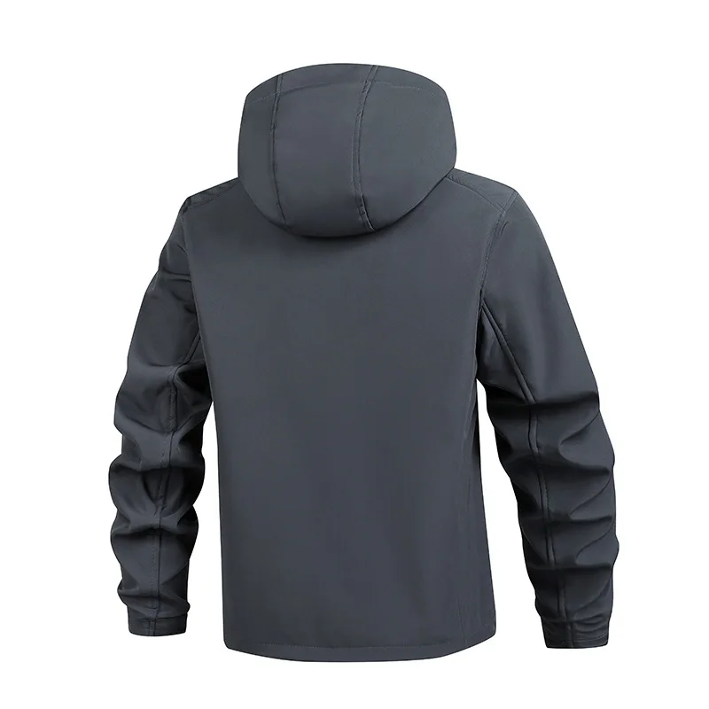 Men's Hooded Softshell Jacket Waterproof Lightweight Insulated Windbreaker Fleece Lined Rain Shell Jacket for Hiking Camping