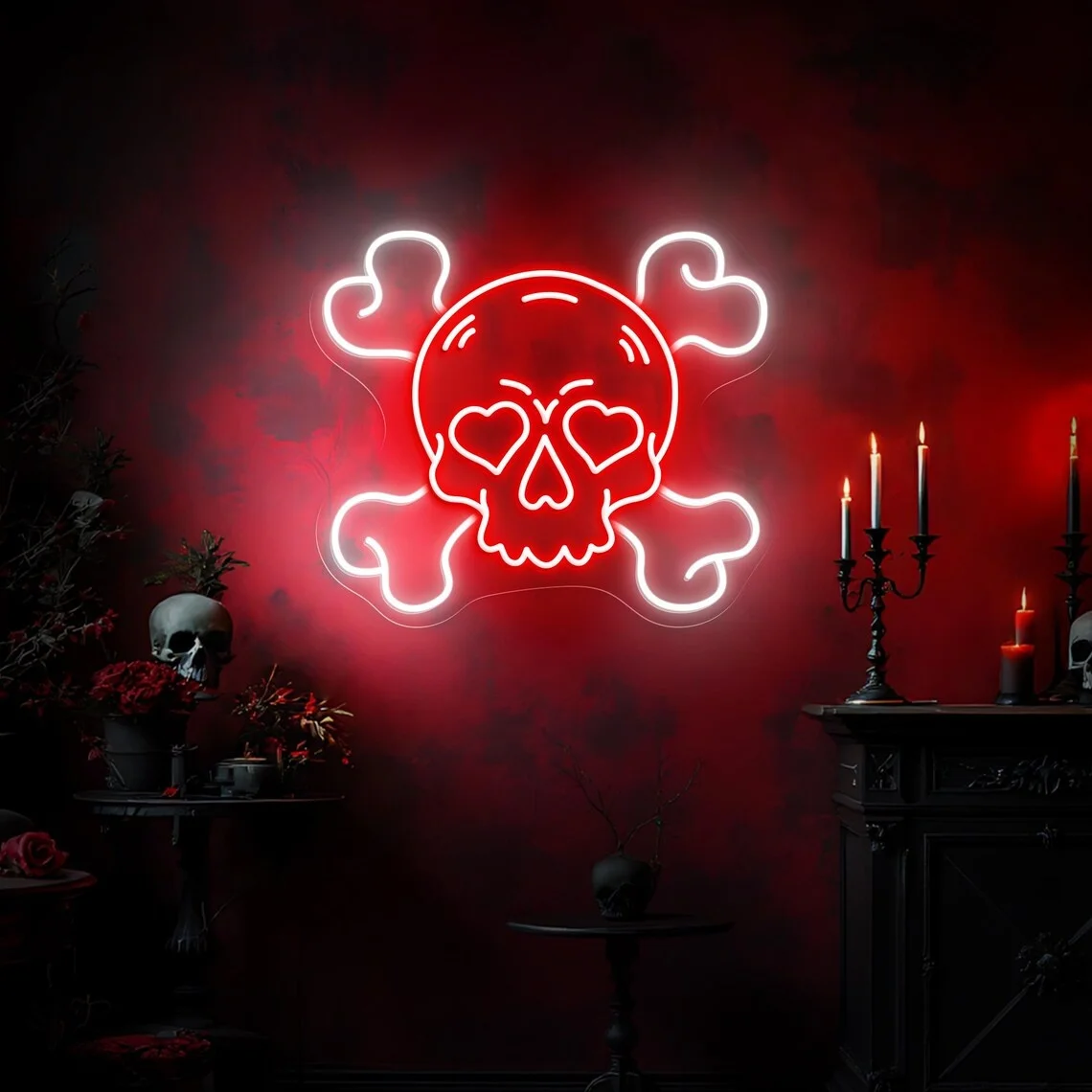 tete-de-crane-avec-coeur-enseigne-au-neon-gothique-amour-lumiere-led-punk-romantique-mur-art-effrayant-couple-decor-personnalise-neon