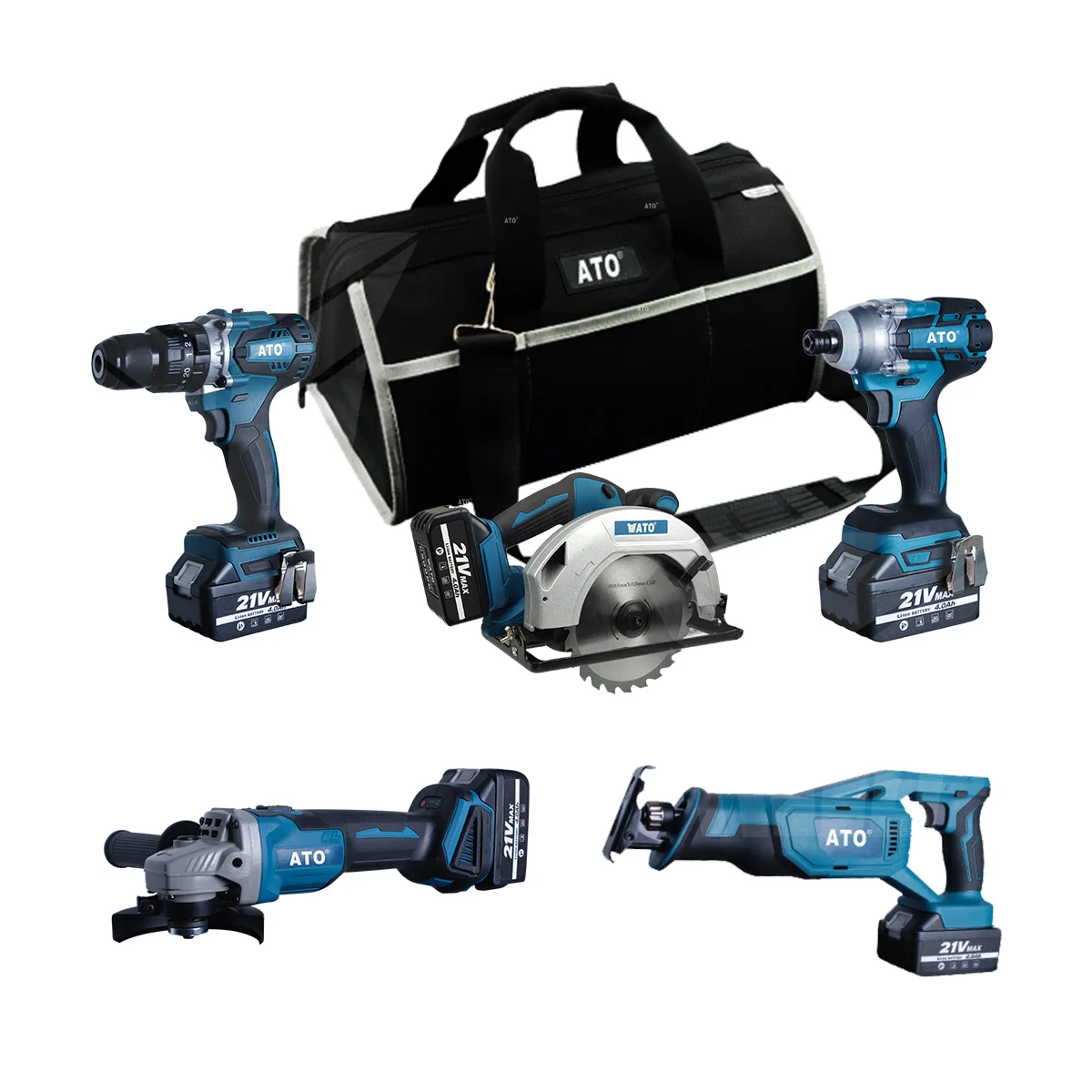 ATO CB2006W power tools lithium-ion battery 6 in1 combo kits woodworking sets 15-pieces combo brushless electric cordless drill