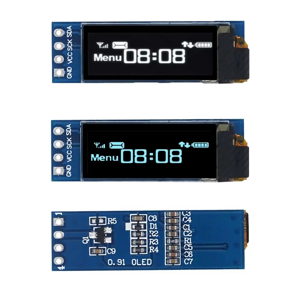 Modulo OLED de 0,91 pulgadas Modulo de pantalla LED OLED blanco/azul de 0,91 pulgadas 128X32 IIC Comunicar para Ardunio