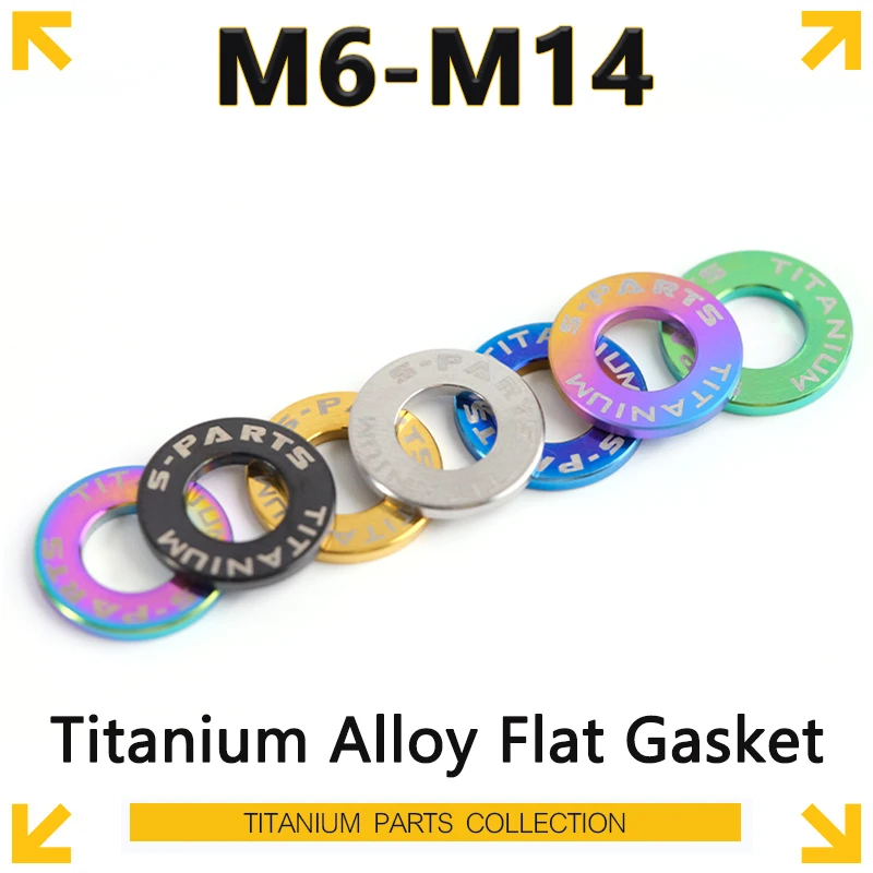 1pcs Titanium Alloy Flat Gasket M6 M8 M10 M12 M14 Electric Motorcycle Washer OD 10/13/16/18/20/24mm Thickness 1/1.2/1.6/2mm