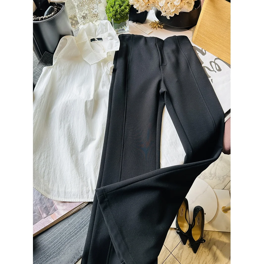 

Flower Lots 2025 Autumn Upade Version Slim Waist Long Legs High Waist OL Ele French Sle Seven/Nine Points Pants