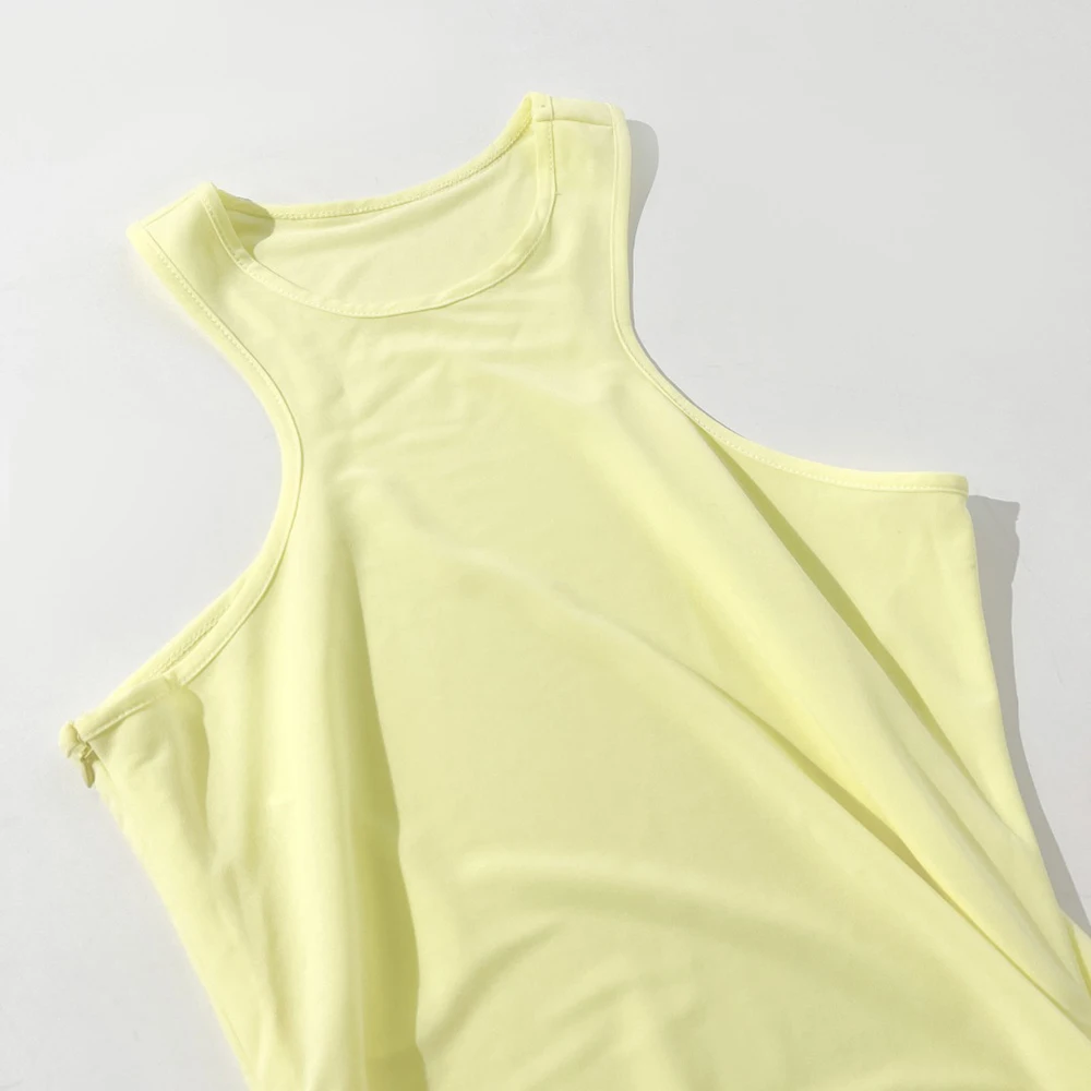 Spring 2024 New Women's Dress Y2k Stereoscopic Flower Decoration Pleated Slim Irregular Hem Round Neck Sleeveless Long Dresses