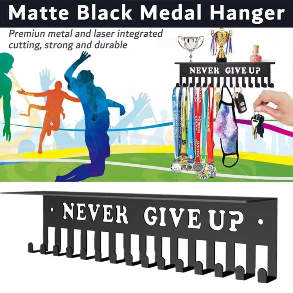 Portable Wall Mount Medal Display Stand Metal Large Capacity Medal Hooks Award Holder for Racing Sports Karate