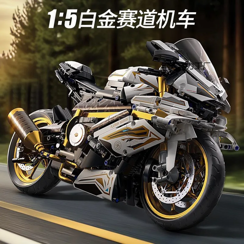 1920 stücke MOC Technische 1:5 Platin Motorrad Bausteine Ziegel Montage Modell Spielzeug für Kinder Geburtstag Geschenk Set