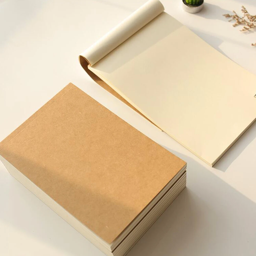 Kraft Paper Notebook Blank Inner Notebook Pocketbook Book Painting Notebooks School Supplies for Writing Drawing (