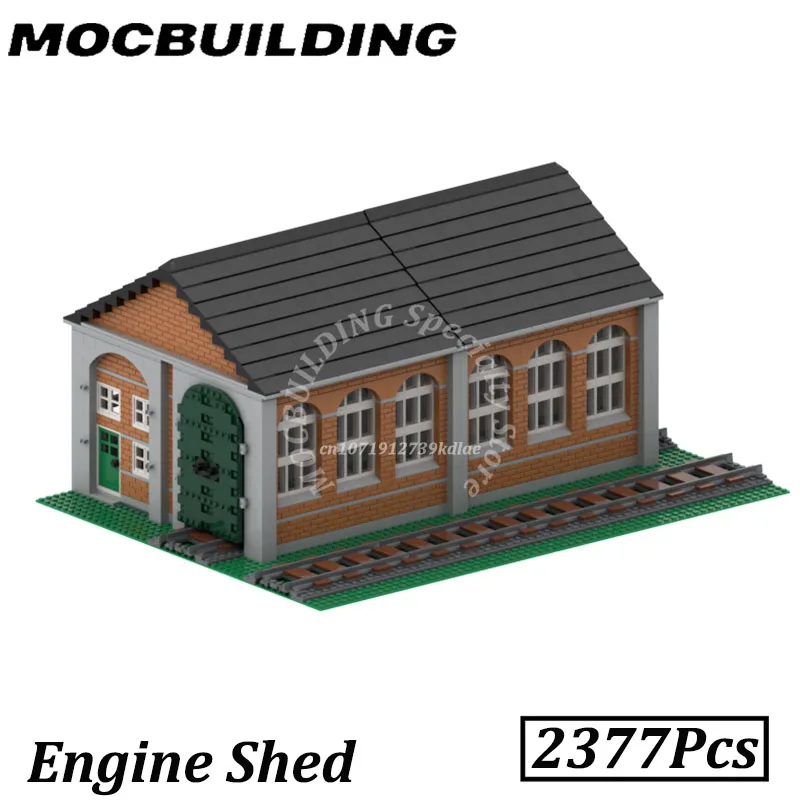 Motor galpão acessórios ferroviários modelo cidade edifícios exibir moc blocos de construção tijolos brinquedos construção presentes natal