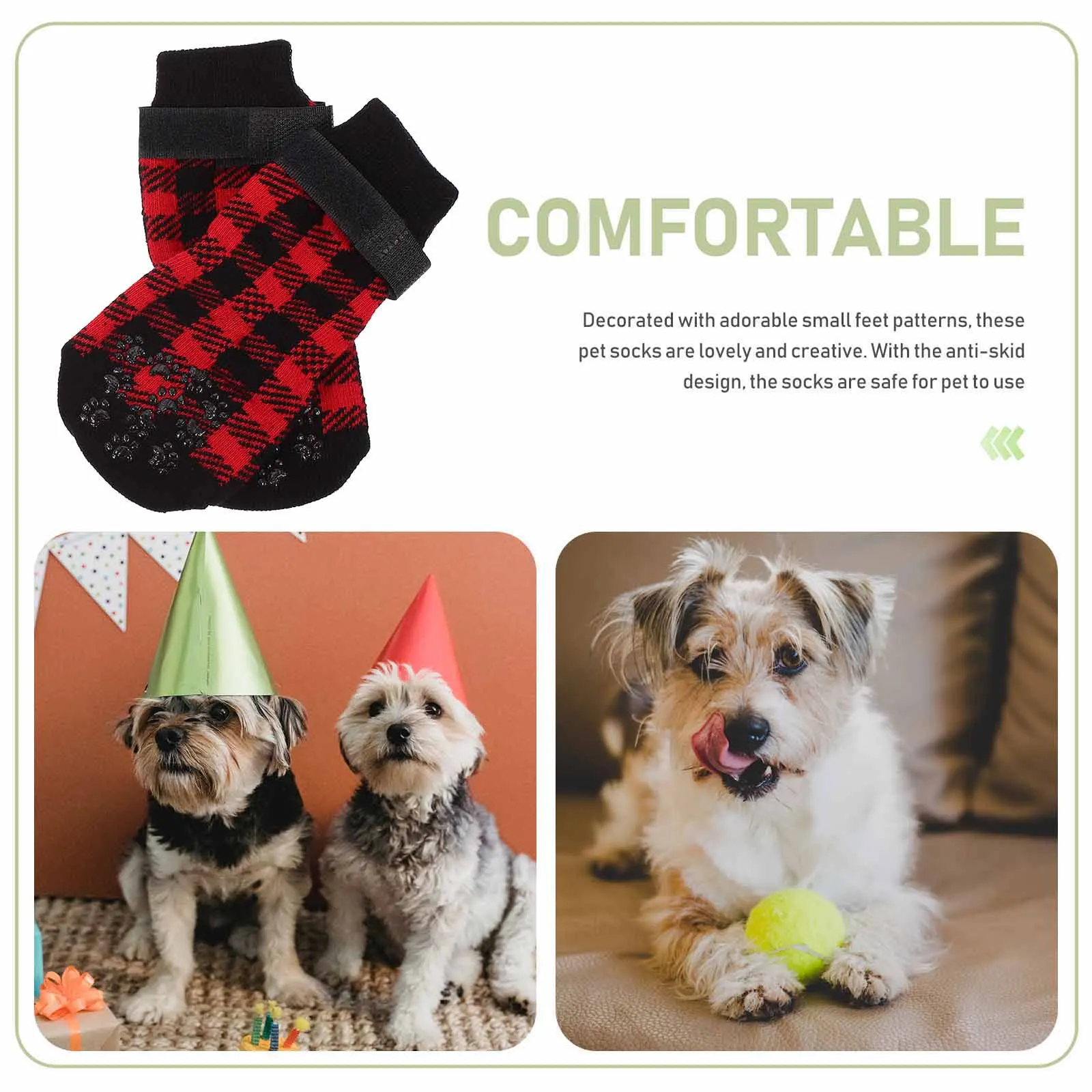 4 قطع من جوارب الحيوانات الأليفة من القطن الفاخر المضاد للانزلاق للكلاب، حماية دافئة للطقس البارد، أحذية الحيوانات الأليفة للكلاب الصغيرة #5