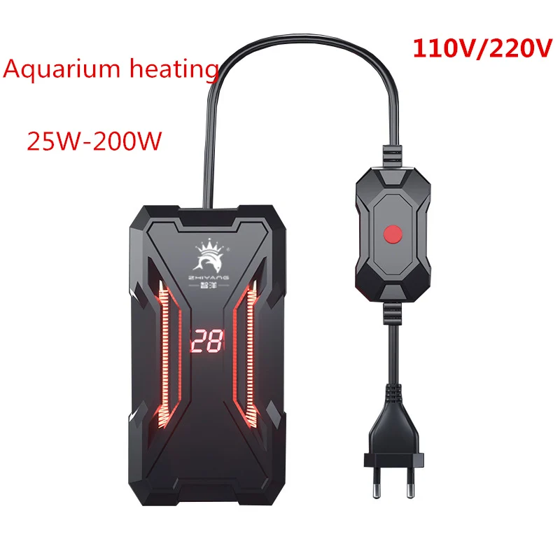 110V 220V adjustable temperature thermostat heating rod 25W/50W/100W/200W diving aquarium fish tank water heating LCD display