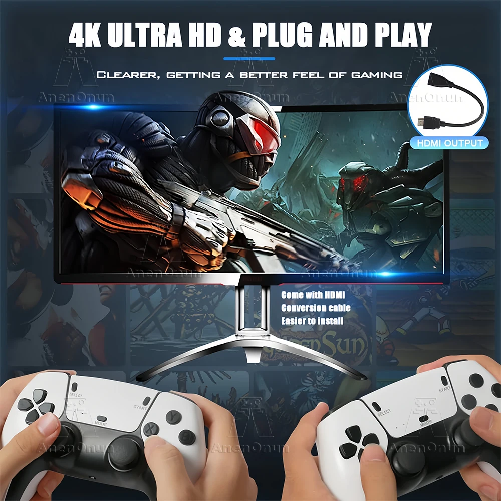 4K Game Stick Встроенный 30000+ игр 18 Эмулятор Высокопроизводительная ТВ-игровая консоль Высококачественный игровой автомат Emuelec Retro