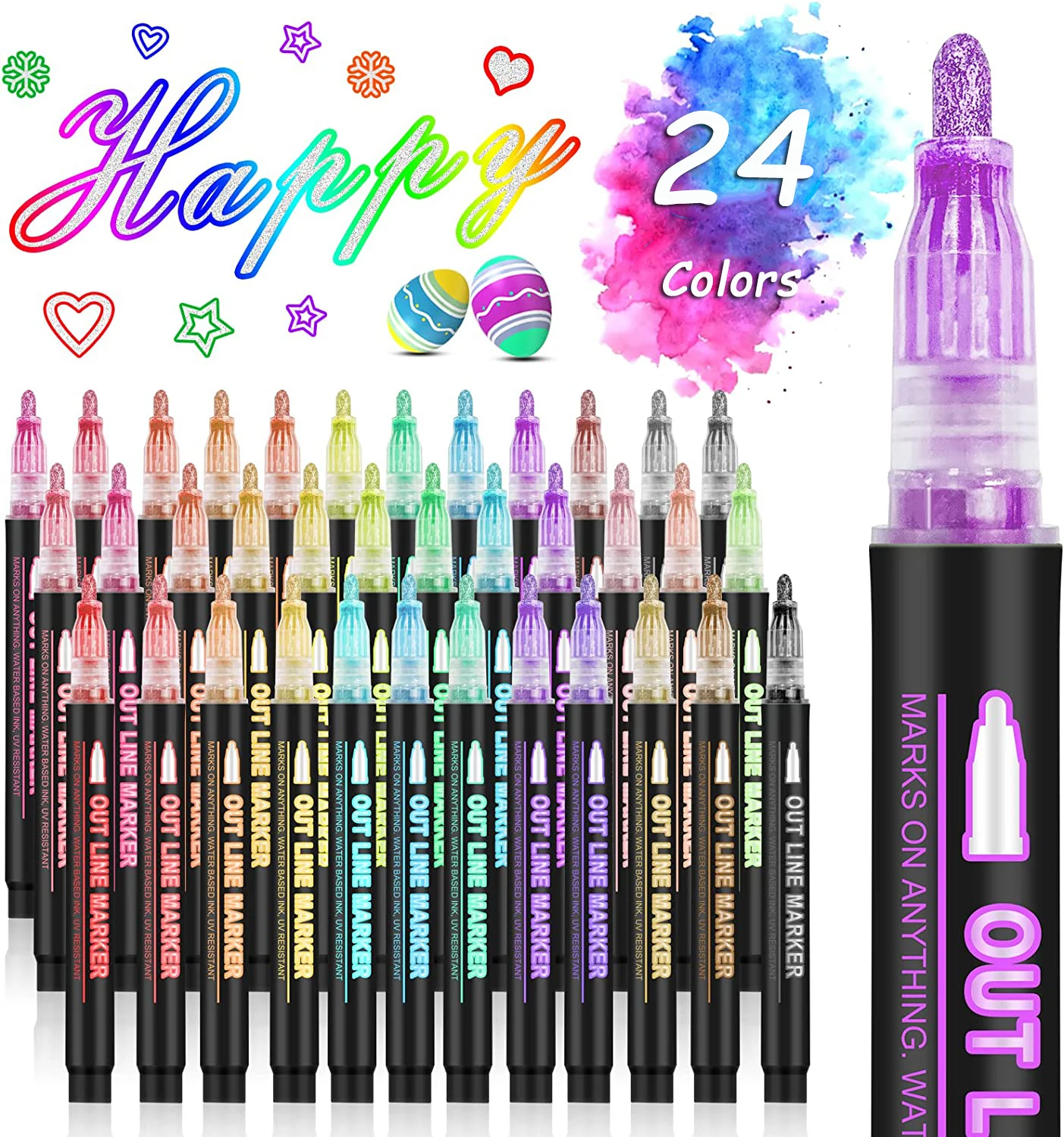 linha dupla esboco art marcador pen faca voce mesmo graffiti marcador scrapbook diario cartao poster 24 cores 36 cores 01