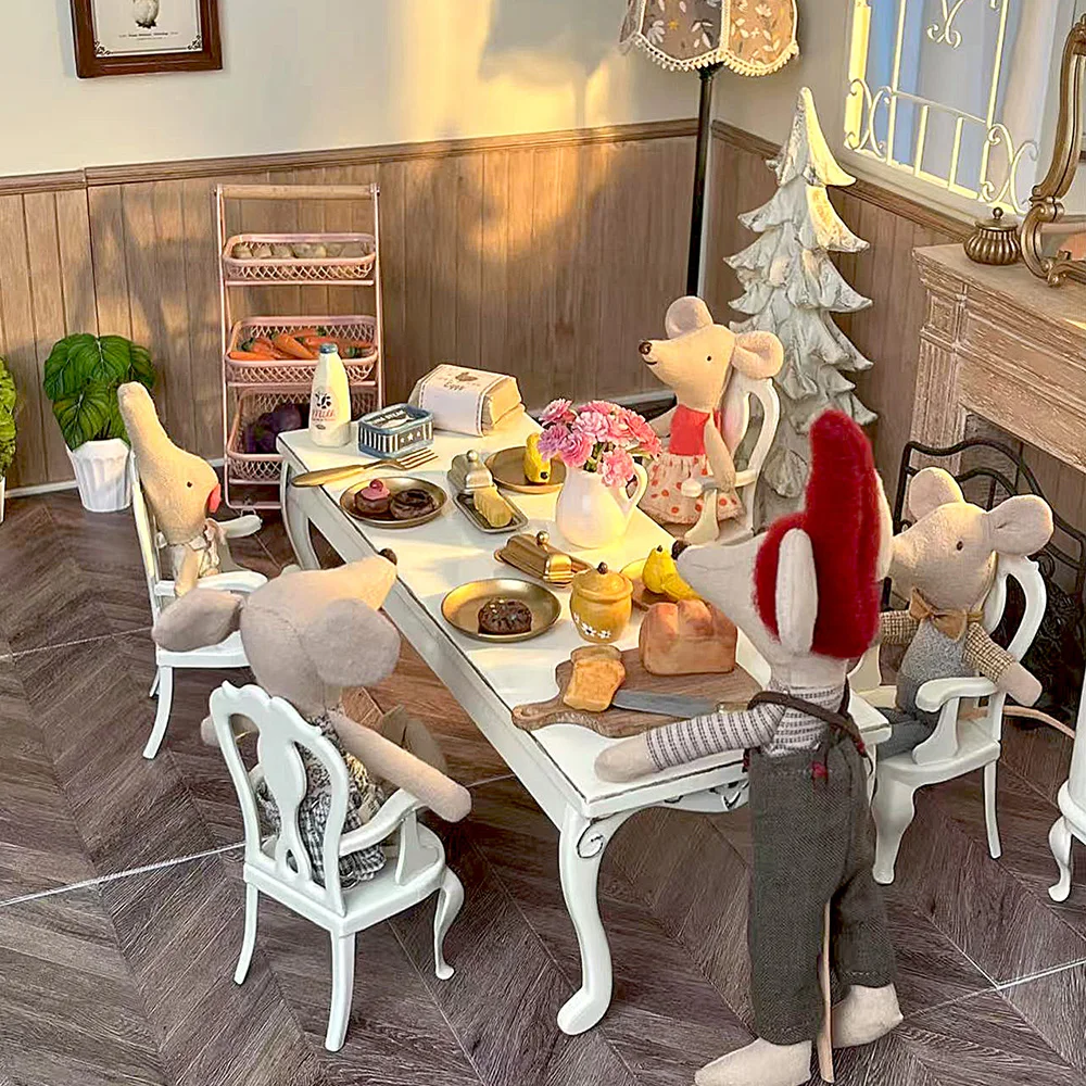 Aizulhomey Metal Dollhouse Móveis Miniatura Princesa Cadeira para 1/12 Bonecas OB11 GSC Dollhouse Acessórios Mini Cozinha Brinquedos