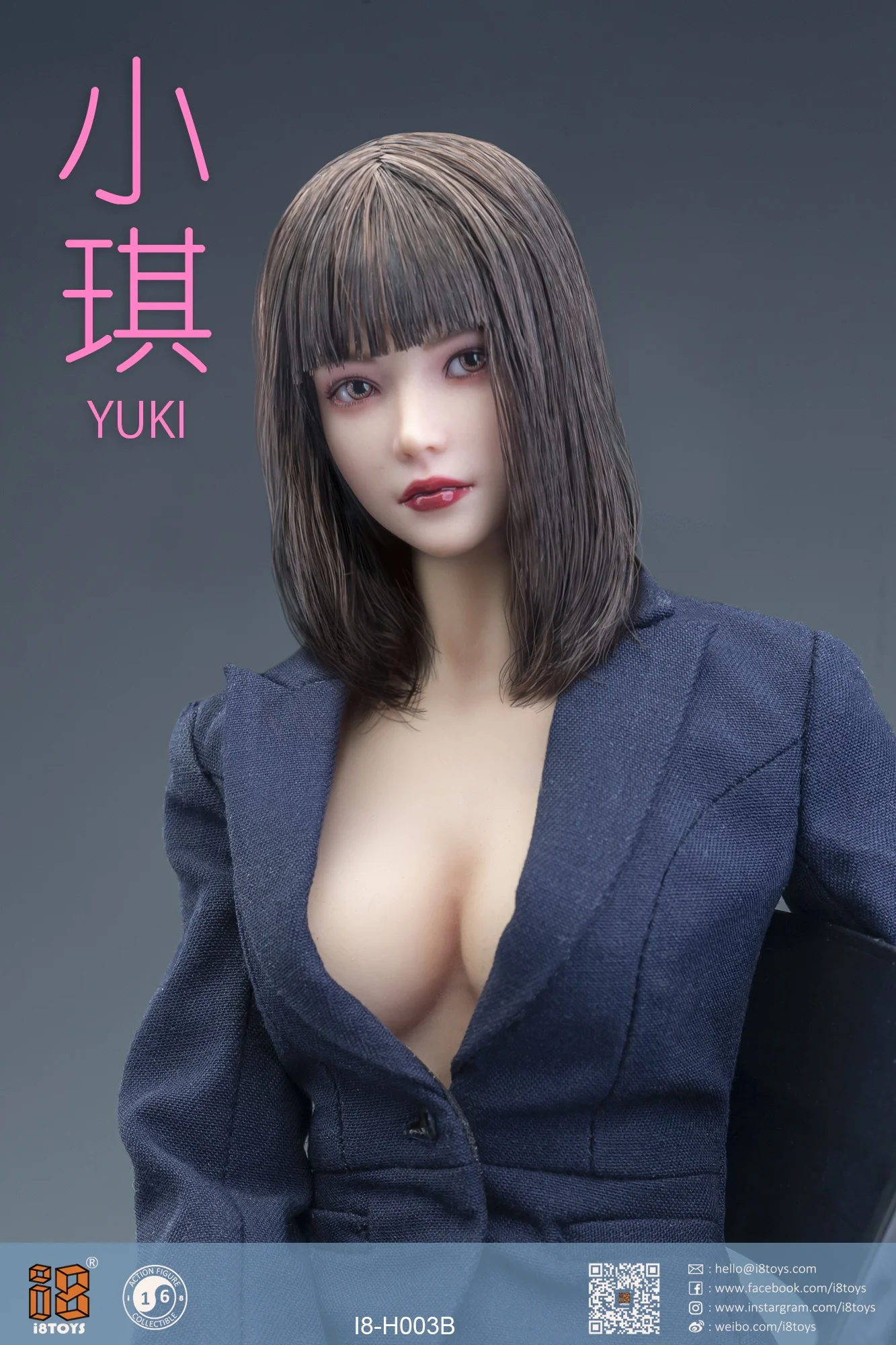 I8TOYS I8-H003B 1/6 Yuki Tête D'oeil Mobile Sculpter Tête De Greffe De Cheveux Modèle Carimplanté Fit 12 "Corps De Figurine D'action De Soldat Féminin