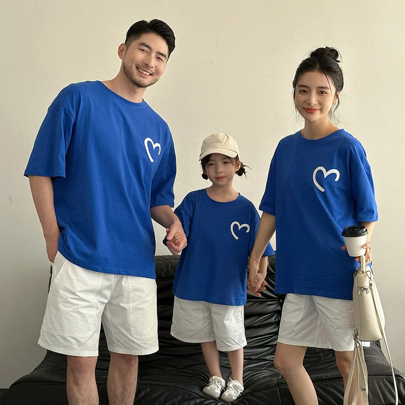Family Look Matching Outfits Dad Mom and Daughter Son Same T-shirts Shorts Outfit Summer Clothes Set Couples Child Clothing Set