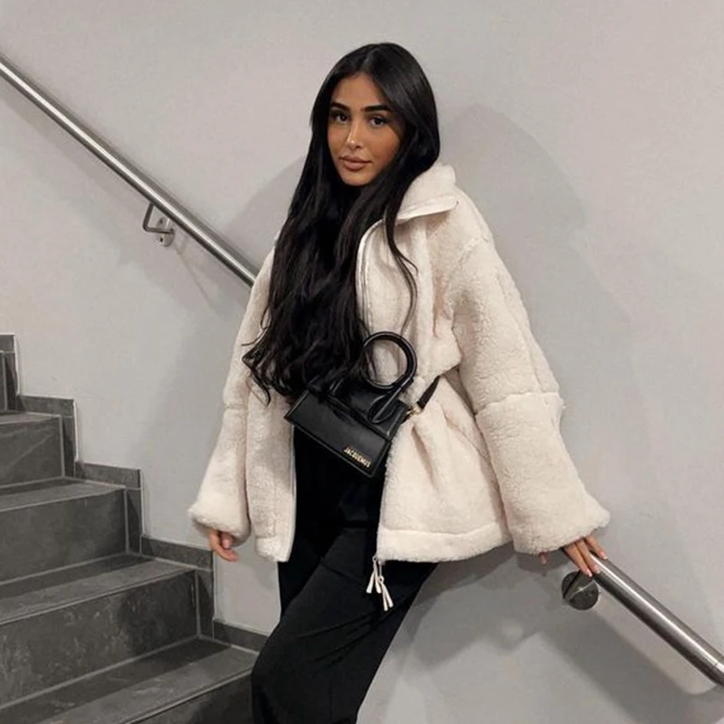 Dámská volná kašmírová bunda, podzimní a zimní módní ležérní outdoorový kabát na zip, personalizovaný - náhled 3